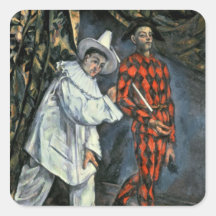 Pierrot and Harlequin , 1888 Square Stickers