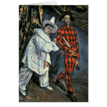 Pierrot et harlequin, 1888 carte de vœux