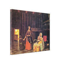 Pieter de Hooch - breastfeeding mother and maid Stretched Canvas Print