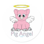 Pig Angel Round Stickers