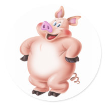 Pig, cerdo, porco, Schwein, cochon Round Stickers