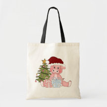 Pig & Christmas Tree Canvas Bag
