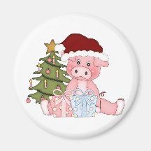 Pig & Christmas Tree Fridge Magnets