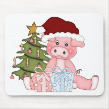 Pig & Christmas Tree Mousepad