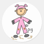 Pig Dress Up T-shirts and Gifts Round Sticker
