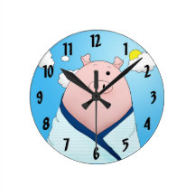 Pig in a blanket round wallclock