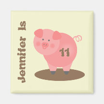 Pig in Mud Birthday Magnet