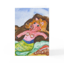 Pig Mermaid Card -  Merpig