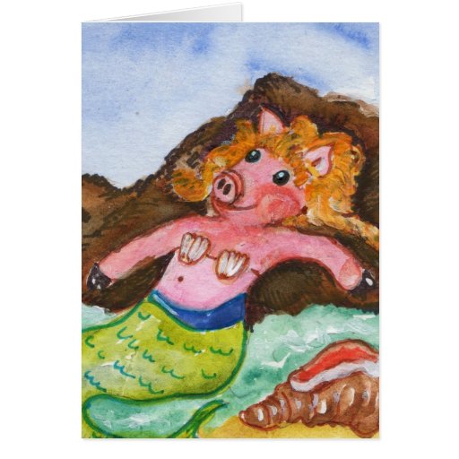 Pig Mermaid Card -  Merpig