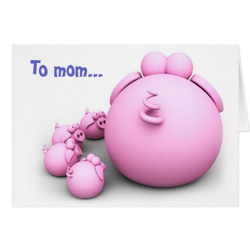 Pig mom greeting card