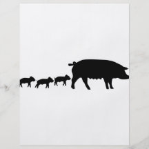 pig mum with three young pigs icon full color flyer