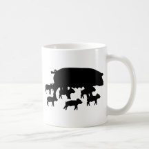 pig mum with young pigs icon mug