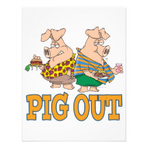 PIG OUT PIG FOOD CARTOON PERSONALIZED ANNOUNCEMENT
