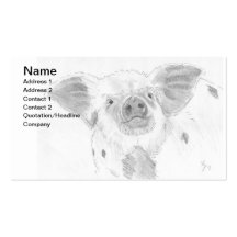 Pig Piglet Pencil Drawing Sketch Farmer Business Card