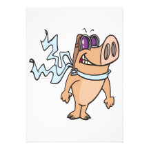 pig pilot cartoon personalized invitation