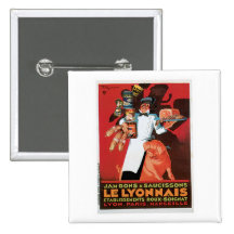 Pig Pork Ham Le Lyonnais Vintage Food Ad Art Buttons