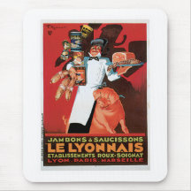 Pig Pork Ham Le Lyonnais Vintage Food Ad Art Mouse Pads