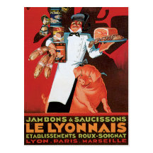 Pig Pork Ham Le Lyonnais Vintage Food Ad Art Postcards
