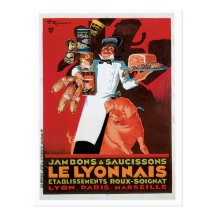 Pig Pork Ham Le Lyonnais Vintage Food Ad Art Post Card