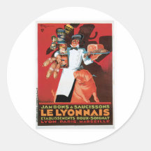 Pig Pork Ham Le Lyonnais Vintage Food Ad Art Sticker