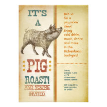 Pig Roast Party Vintage Invitations