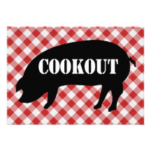 Pig Silo, Red and White Chequered Fabric Cookout Custom Announcement
