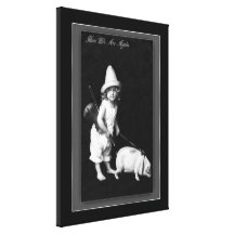 Piggy and I Vintage Postcard Photography Canvas Print