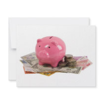 Piggy bank and money personalized invites