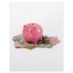 Piggy bank and money letterhead