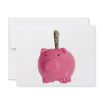 Piggy bank with money personalized invitation