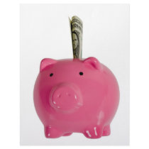Piggy bank with money letterhead