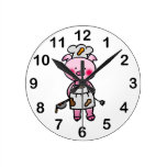 piggy chef round wallclock