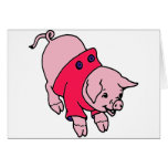 Piggy in a Pink Coat Greeting Cards