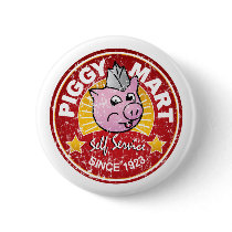 Piggy Mart Vintage Grocery Store Employee Badge Pins