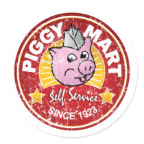 Piggy Mart Vintage Grocery Store Employee Badge Sticker