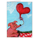 Piggy with Heart Shaped Balloon Cards