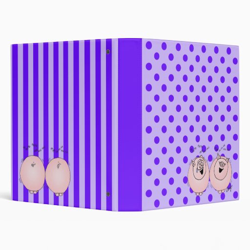 Pigs, and purple stripes, polka dots vinyl binders