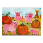 Pigs in Pumpkin Patch Card