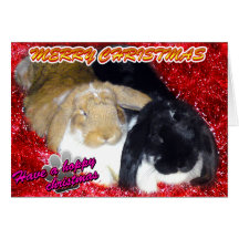 Pika et Noël de tresse d'Ollie - Noël de lapin de  Carte De Vœux