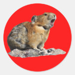 Pika Howling Round Stickers