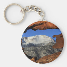 Pikes Peak seen through keyhole rock formation Key Chain