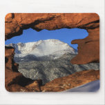 Pikes Peak seen through keyhole rock formation Mouse Pad