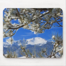 Pikes Peak Winter Snow Covered Fractal Art Mouse Pads