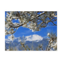 Pikes Peak Winter Snow Covered Fractal Art Postcards