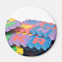 Pile of alphabet blocks fridge magnet