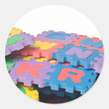 Pile of alphabet blocks round sticker