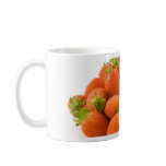 Pile Of Fresh Strawberries On White Background. Coffee Mugs