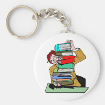 Pile Of Schoolbooks Key Chain