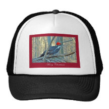 Pileated Woodpecker Merry Christmas Items Mesh Hats