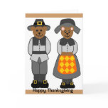 Pilgrim bears, Happy Thanksgiving blank card